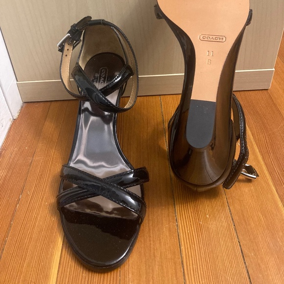 Coach Black Wedge High Heel Sandals - Picture 1 of 5